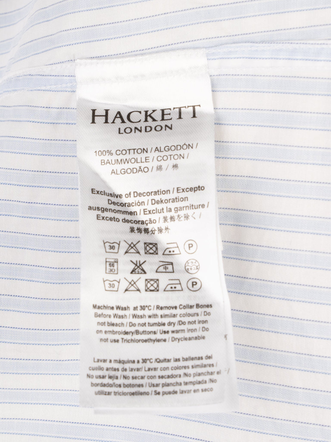Excellent Hackett Blue Striped Cotton Shirt Size XL