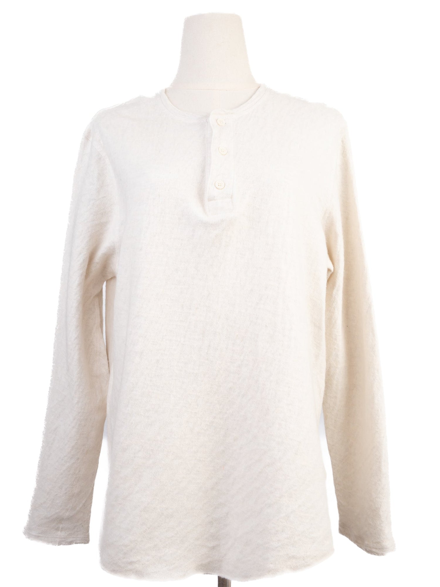 Excellent Vince Cream Wool Long Sleeve Henley Shirt for Men