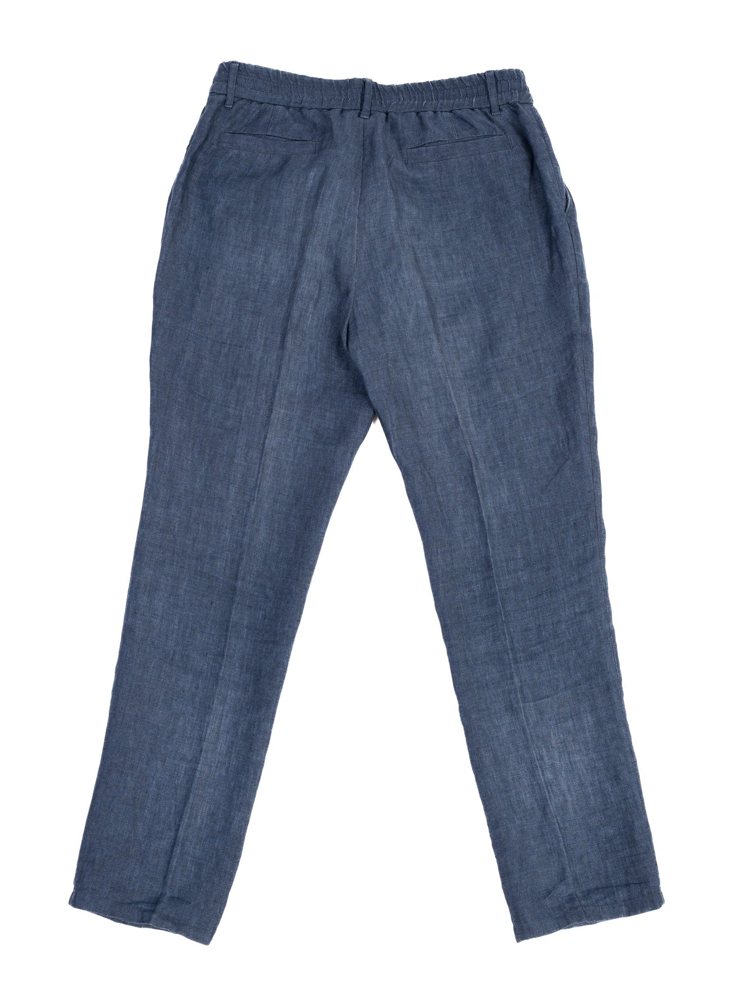 Excellent Brunello Cucinelli Blue Linen Pants XL Straight-Leg Design