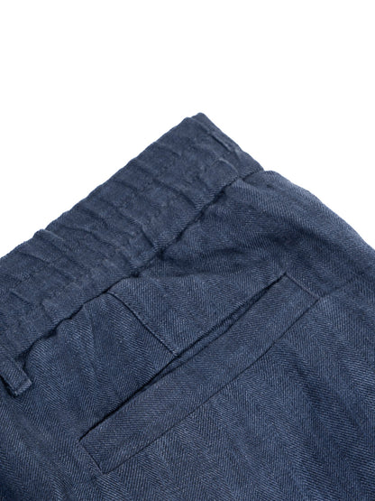 Excellent Brunello Cucinelli Blue Linen Pants XL Straight-Leg Design