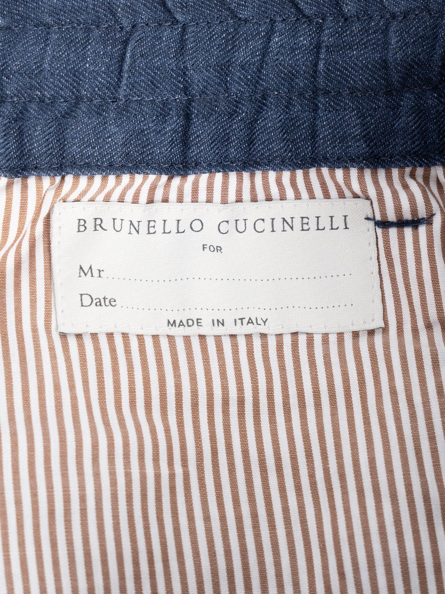 Excellent Brunello Cucinelli Blue Linen Pants XL Straight-Leg Design