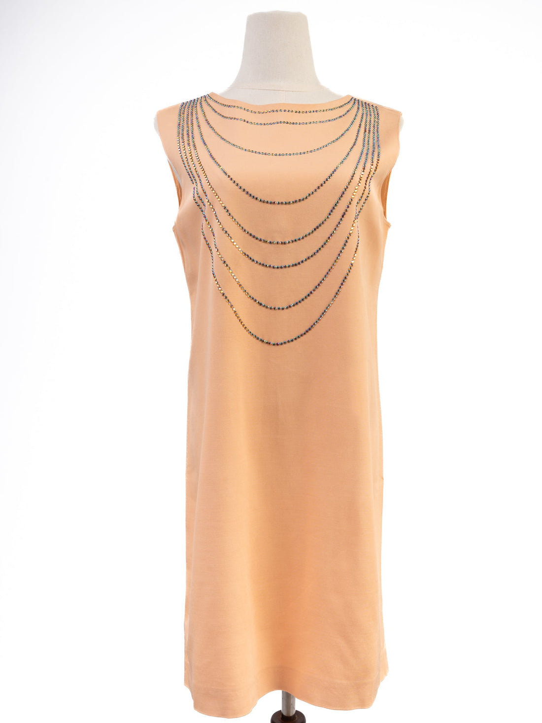 Good Moschino White Sleeveless Dress Size M with Chain Embellishments