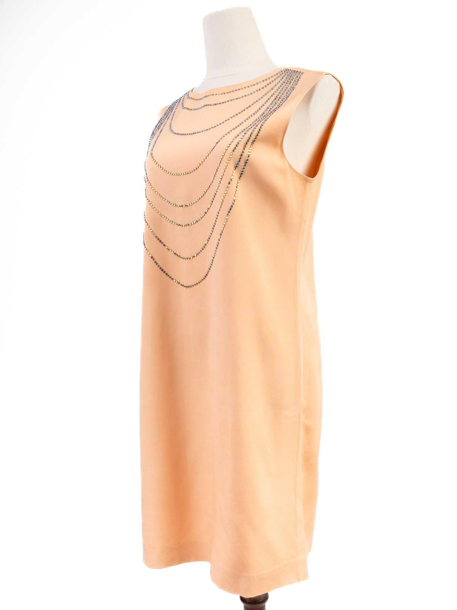 Good Moschino White Sleeveless Dress Size M with Chain Embellishments