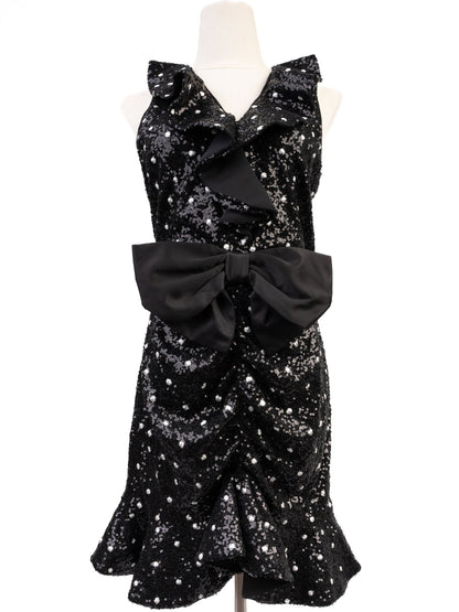 Good H&amp;M Giambattista Black Sleeveless Dress with Sequins Size M