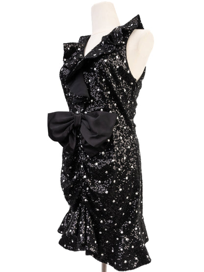 Good H&amp;M Giambattista Black Sleeveless Dress with Sequins Size M