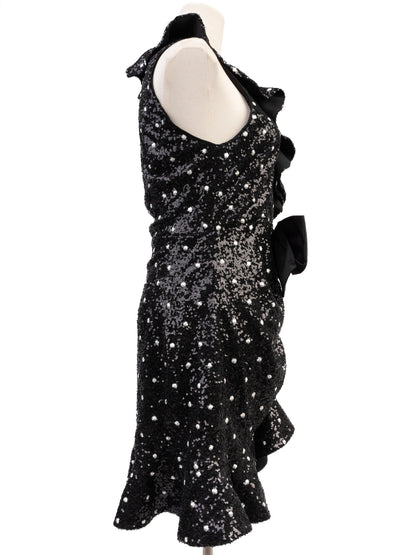 Good H&amp;M Giambattista Black Sleeveless Dress with Sequins Size M