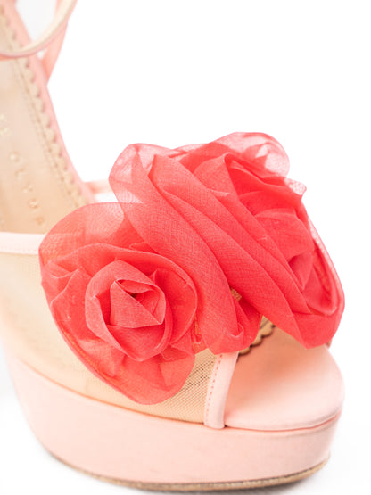 Good Charlotte Olympia Pink Fabric High-Heeled Platform Sandals Size 35