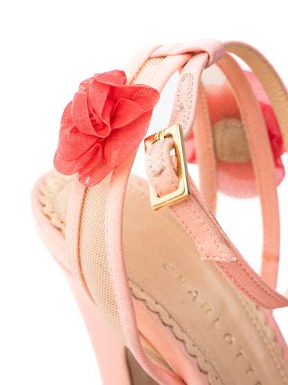 Good Charlotte Olympia Pink Fabric High-Heeled Platform Sandals Size 35