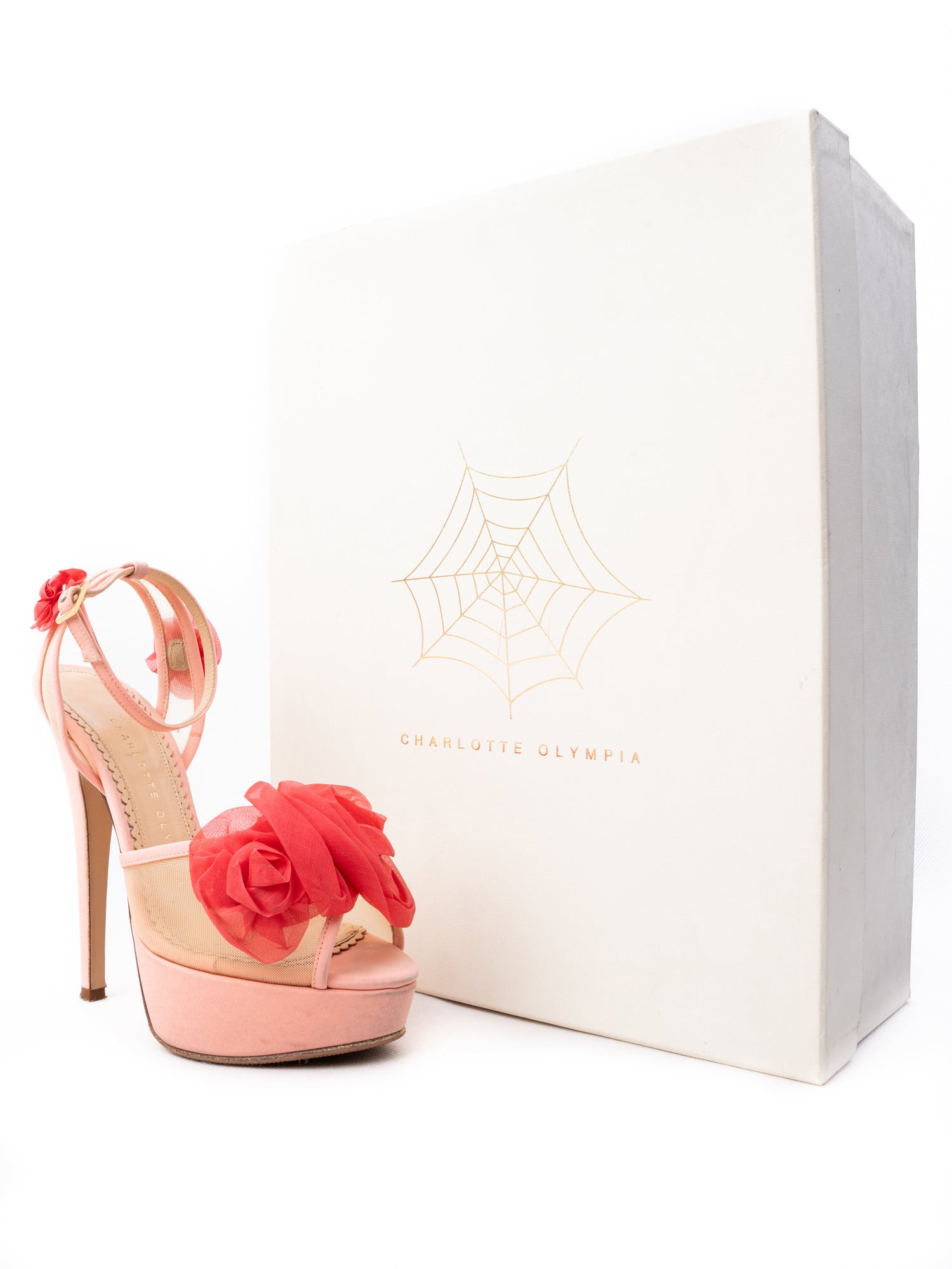 Good Charlotte Olympia Pink Fabric High-Heeled Platform Sandals Size 35