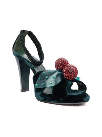 Perfect Yves Saint Laurent Green Velvet Heels Size 37.5 Women