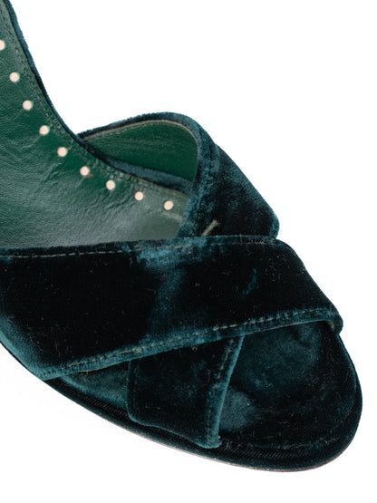 Perfect Yves Saint Laurent Green Velvet Heels Size 37.5 Women