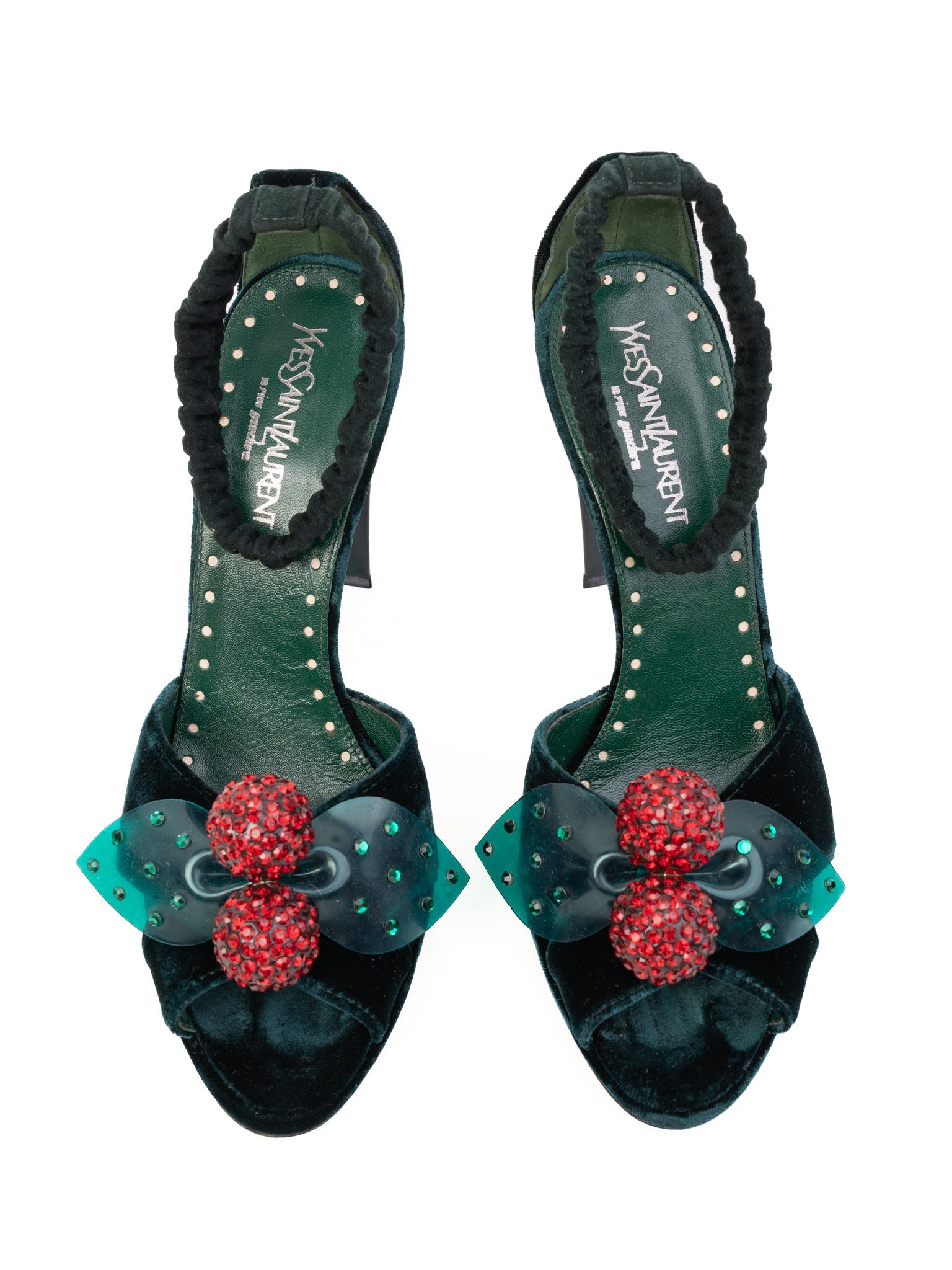 Perfect Yves Saint Laurent Green Velvet Heels Size 37.5 Women