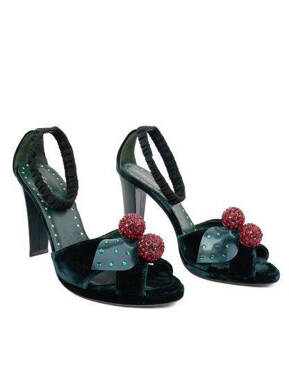 Perfect Yves Saint Laurent Green Velvet Heels Size 37.5 Women