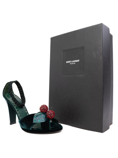 Perfect Yves Saint Laurent Green Velvet Heels Size 37.5 Women