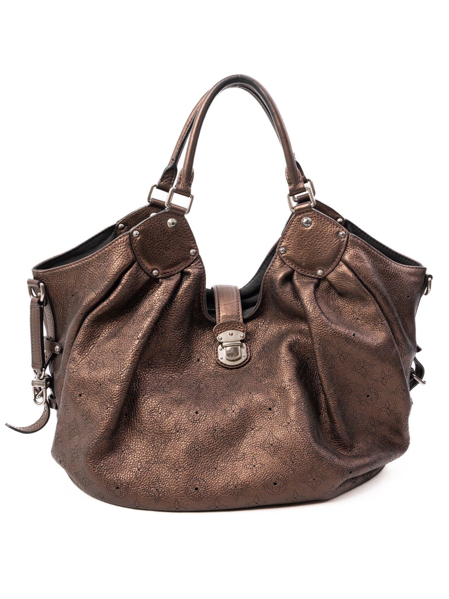 Excellent Louis Vuitton Orange Leather Handbag with Metal Hardware