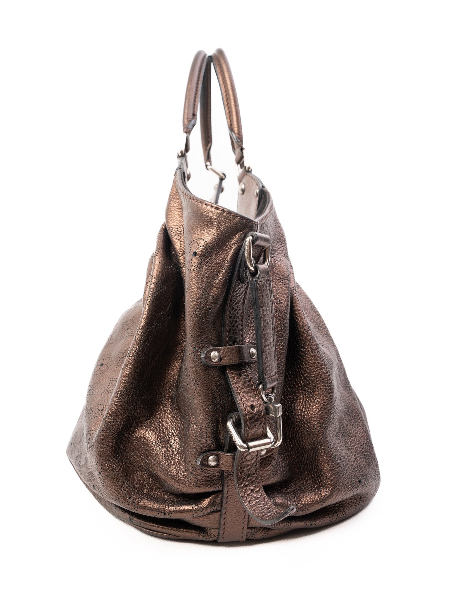Excellent Louis Vuitton Orange Leather Handbag with Metal Hardware