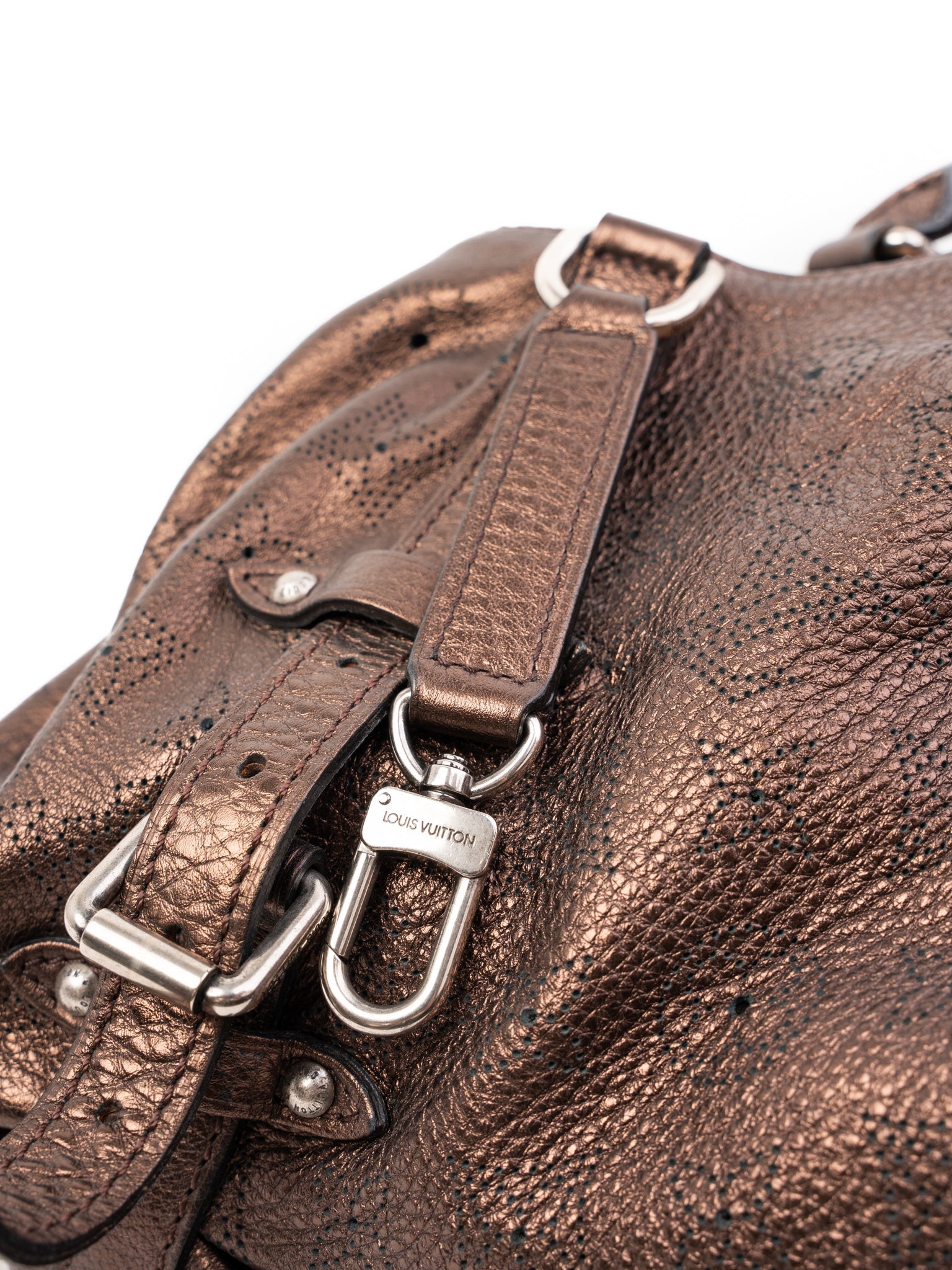 Excellent Louis Vuitton Orange Leather Handbag with Metal Hardware