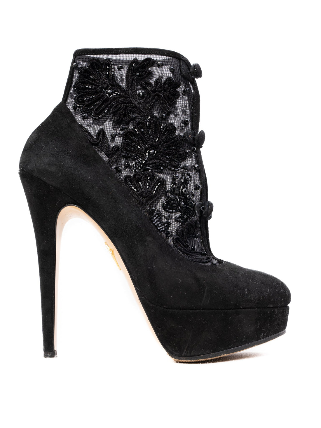 Excellent Charlotte Olympia Black Leather Ankle Boots Size 37
