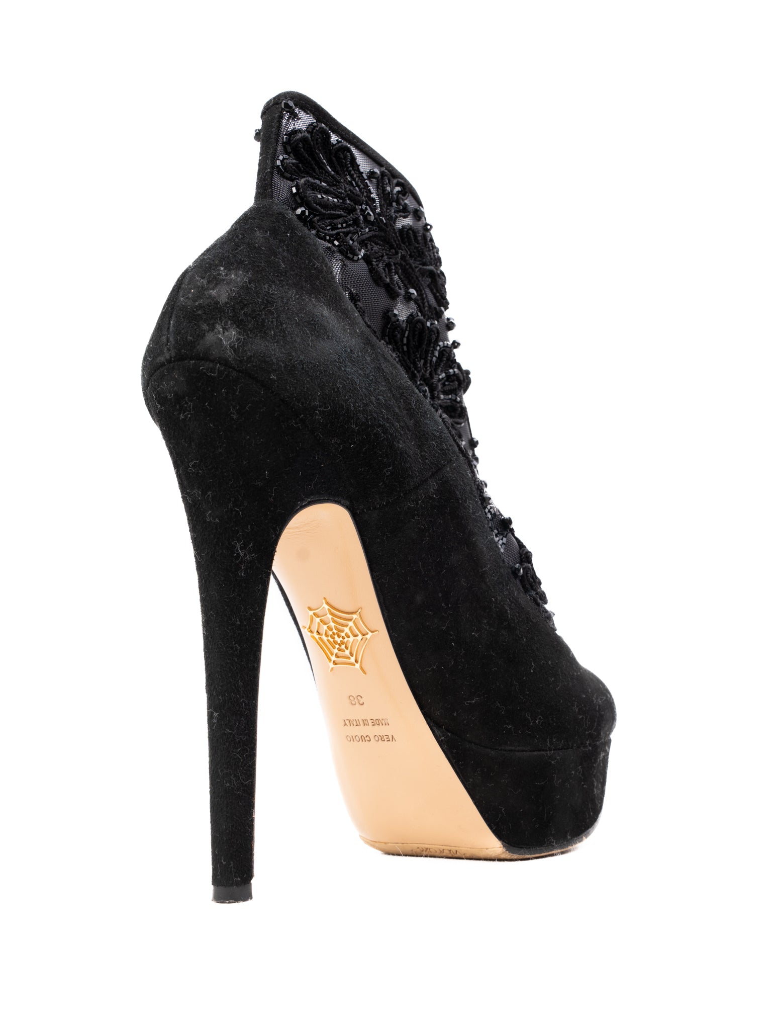 Excellent Charlotte Olympia Black Leather Ankle Boots Size 37
