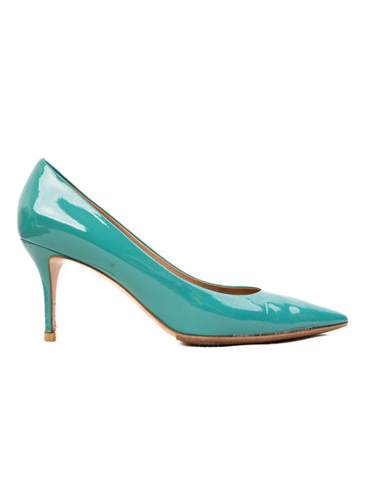 Excellent Salvatore Ferragamo Blue Lacquer High-Heeled Shoes Women