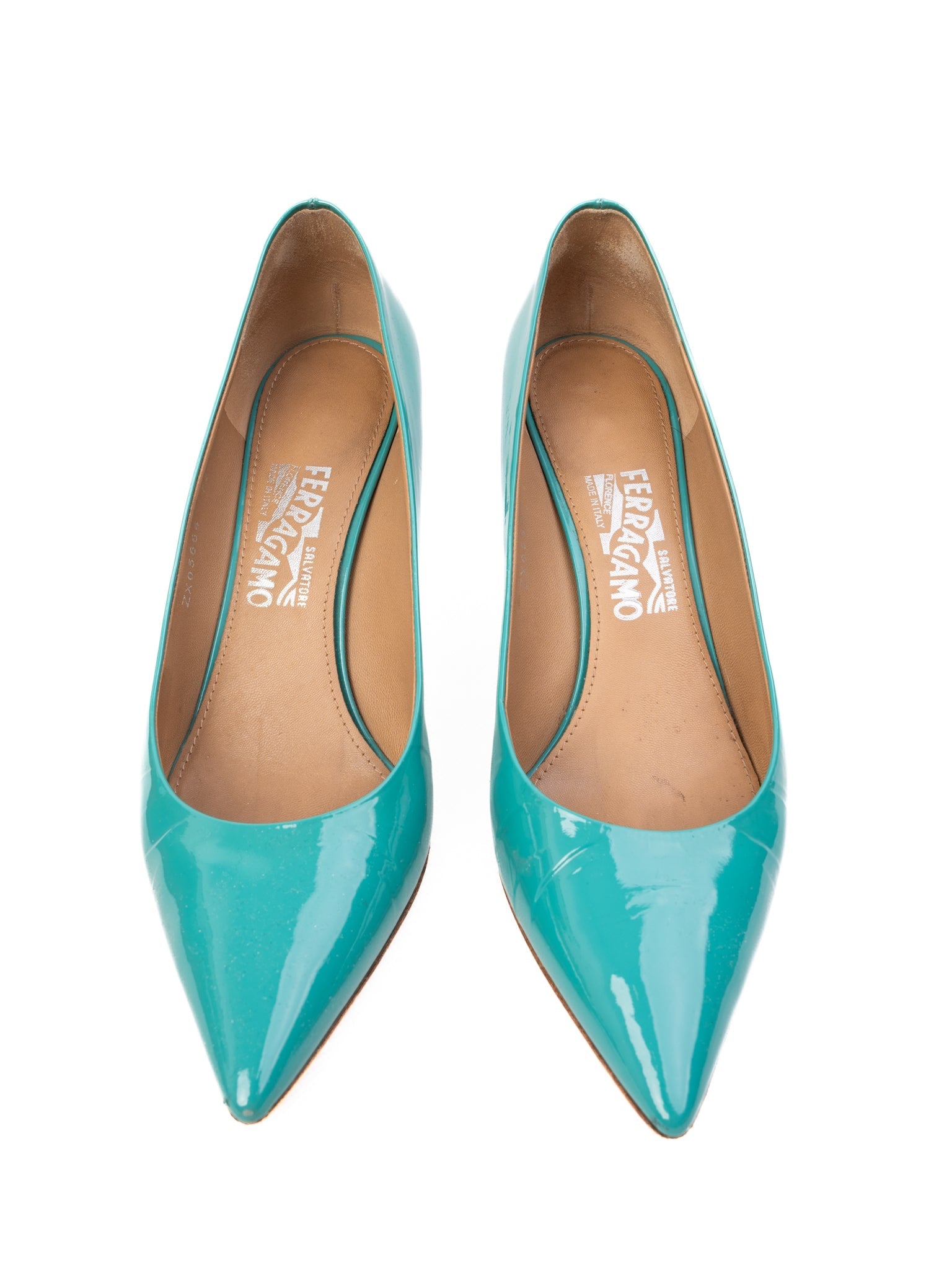 Excellent Salvatore Ferragamo Blue Lacquer High-Heeled Shoes Women