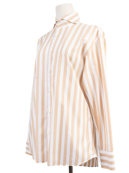 Excellent Michele Negri Long-Sleeve Striped Shirt in Natural Cotton