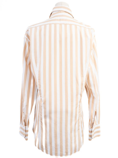 Excellent Michele Negri Long-Sleeve Striped Shirt in Natural Cotton