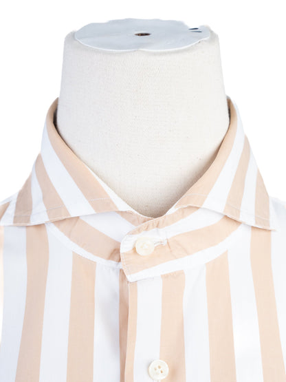 Excellent Michele Negri Long-Sleeve Striped Shirt in Natural Cotton