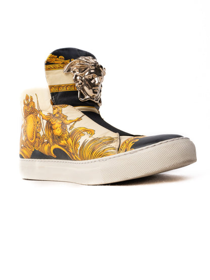 Versace High-Top Sneakers Gold Baroque Patterns Size 38 Excellent