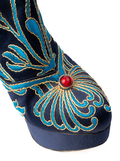 Excellent Charlotte Olympia Over-the-Knee Boots Navy Blue Size 37.5