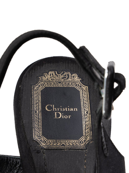 Excellent Dior Black High-Heeled Sandals Size 36.5 with Jewels