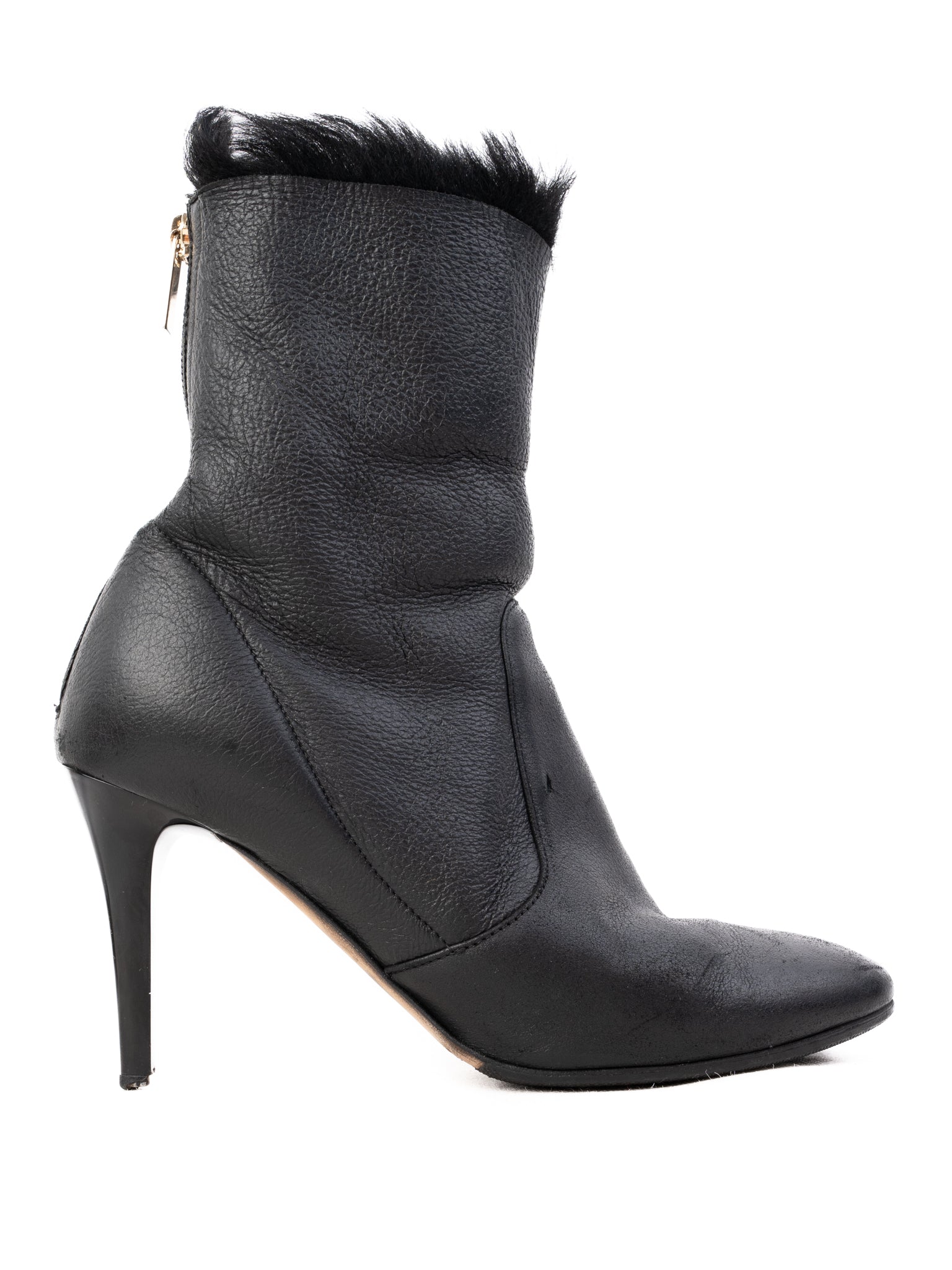 Jimmy Choo Black Leather High-Heeled Ankle Boots Size 35