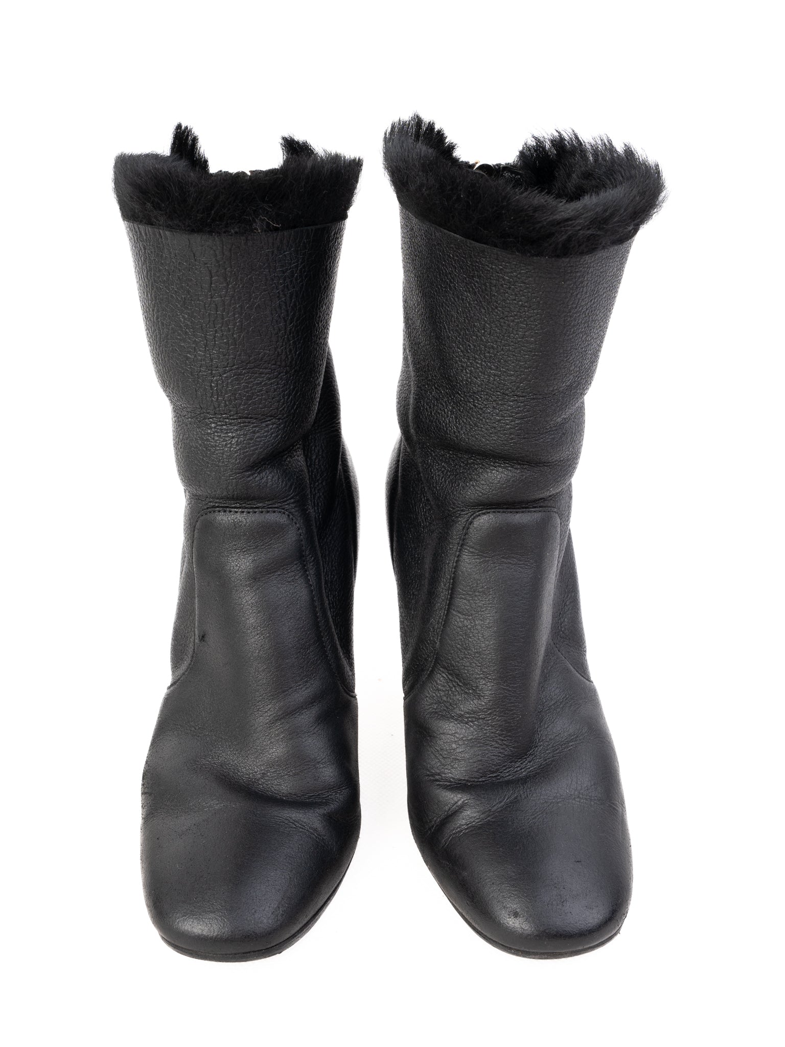 Jimmy Choo Black Leather High-Heeled Ankle Boots Size 35