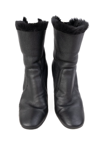 Jimmy Choo Black Leather High-Heeled Ankle Boots Size 35