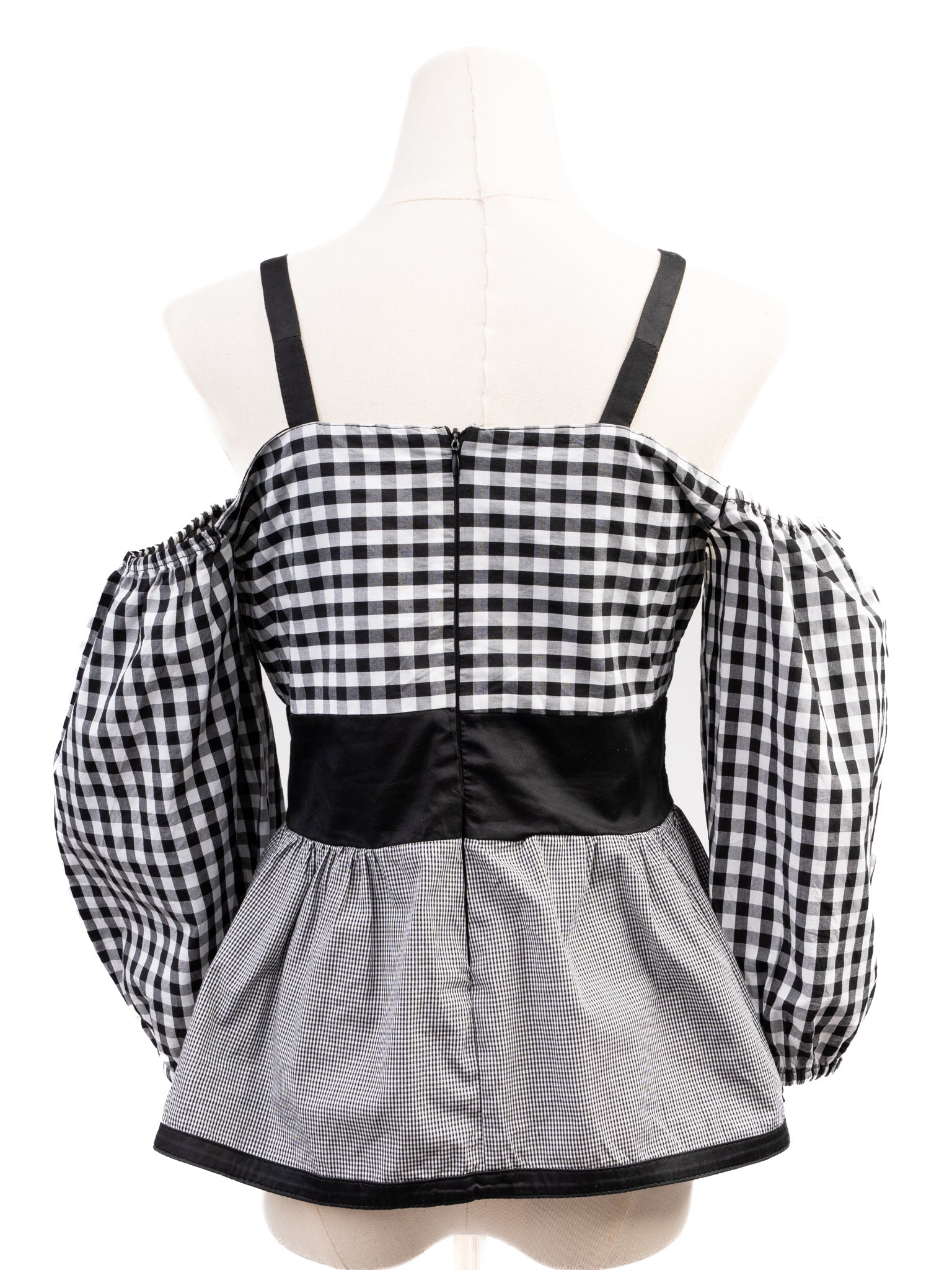 Excellent Valentino Gingham Top Women Size L Black White Cotton