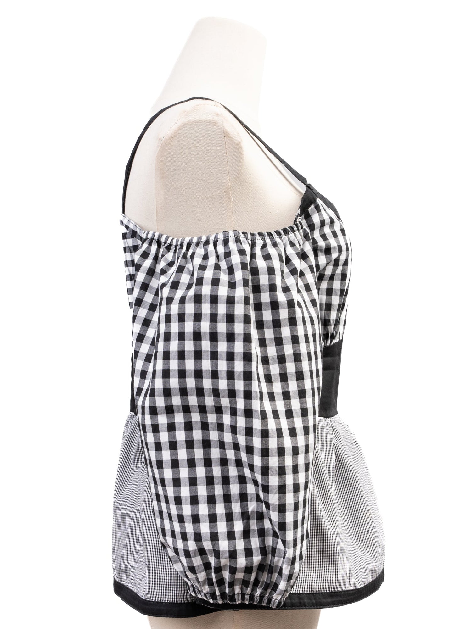 Excellent Valentino Gingham Top Women Size L Black White Cotton