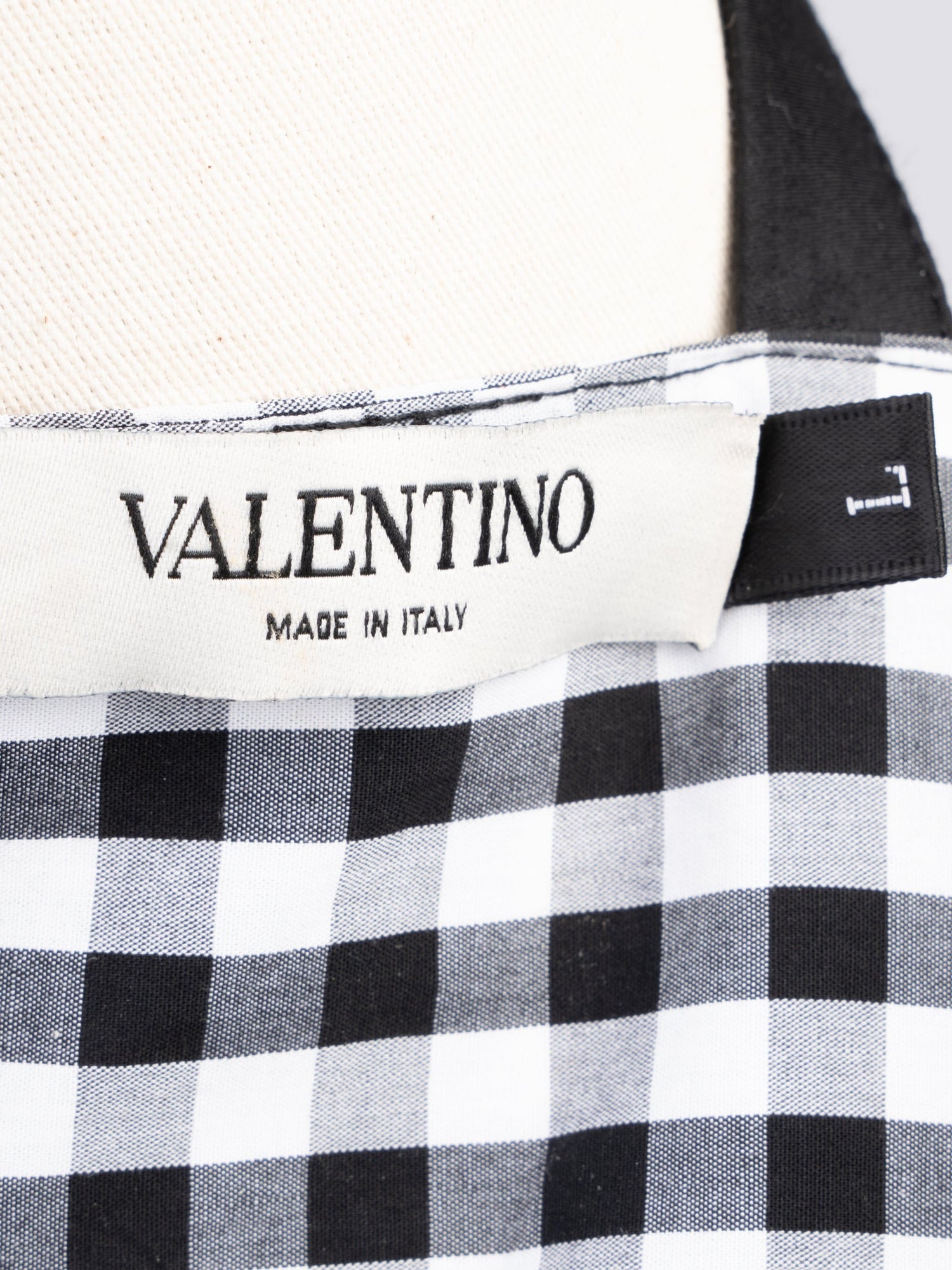 Excellent Valentino Gingham Top Women Size L Black White Cotton