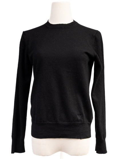 Excellent Emporio Armani Black Wool Sweater Size 54 Made in Italy
