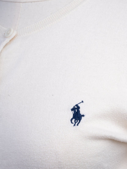 Excellent Polo Ralph Lauren White Long-Sleeve Sweater 100% Pima Cotton