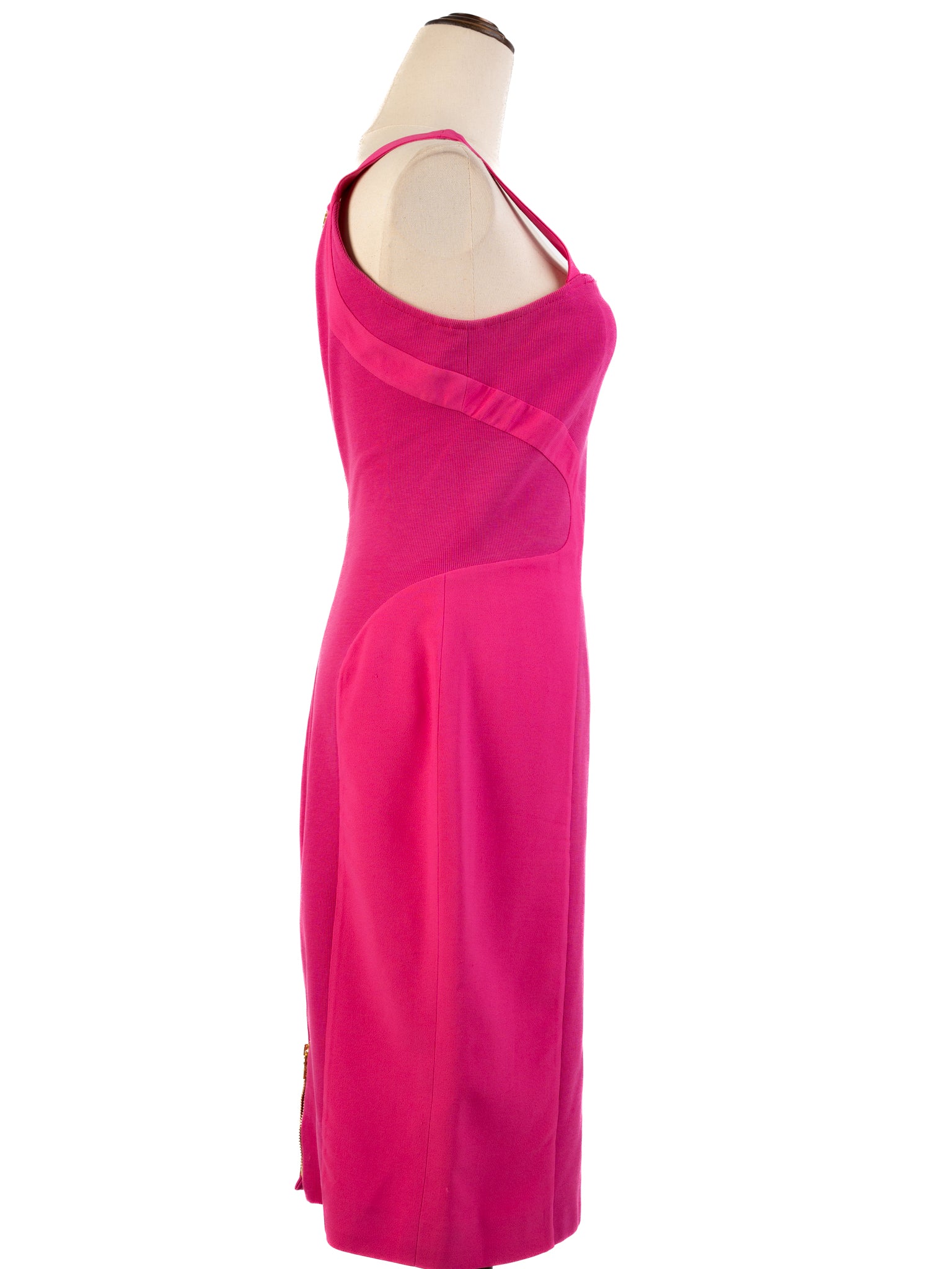 Excellent Versace Pink Dress with Gold Zipper Details Women Size M