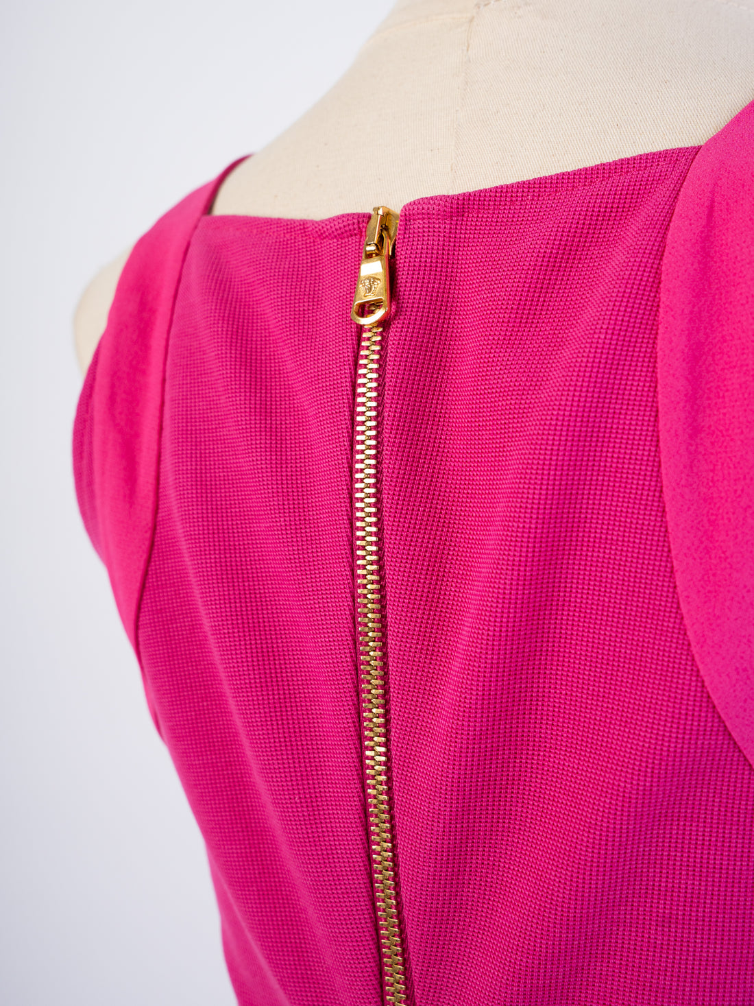 Excellent Versace Pink Dress with Gold Zipper Details Women Size M