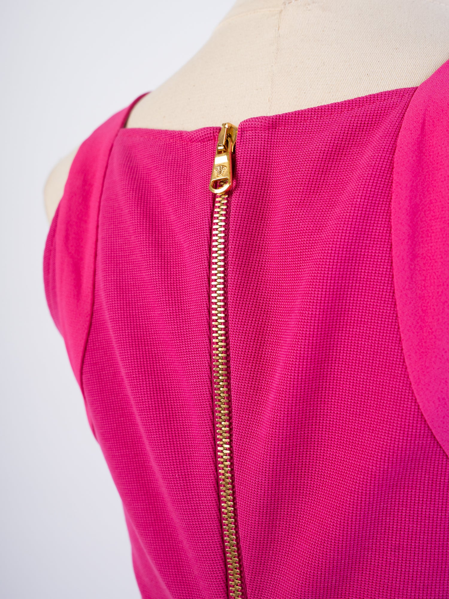 Excellent Versace Pink Dress with Gold Zipper Details Women Size M