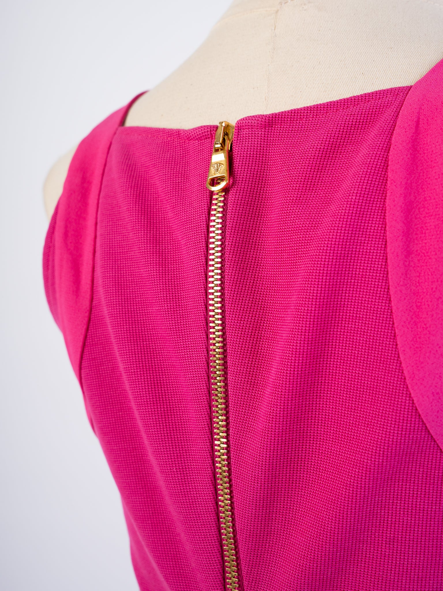 Excellent Versace Pink Dress with Gold Zipper Details Women Size M