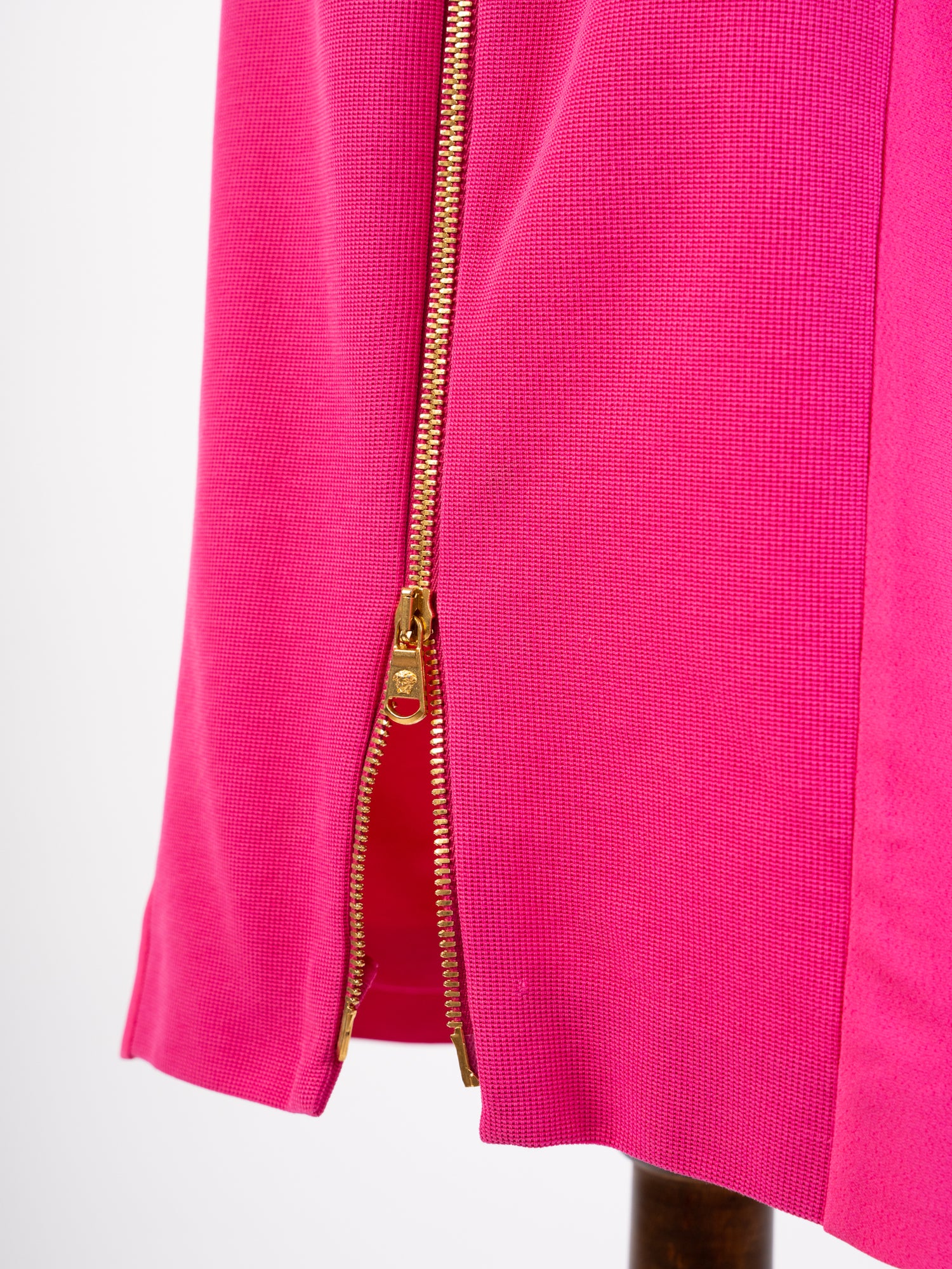 Excellent Versace Pink Dress with Gold Zipper Details Women Size M