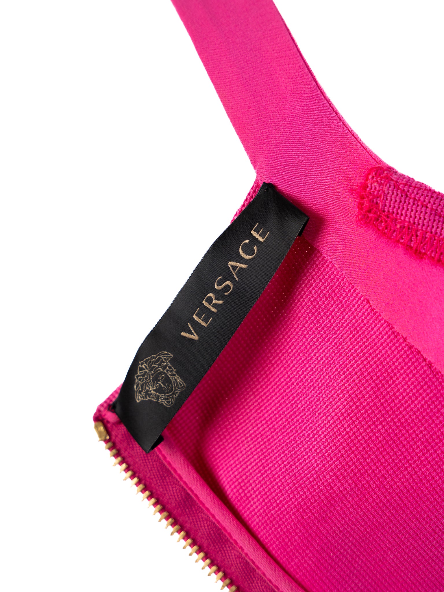 Excellent Versace Pink Dress with Gold Zipper Details Women Size M