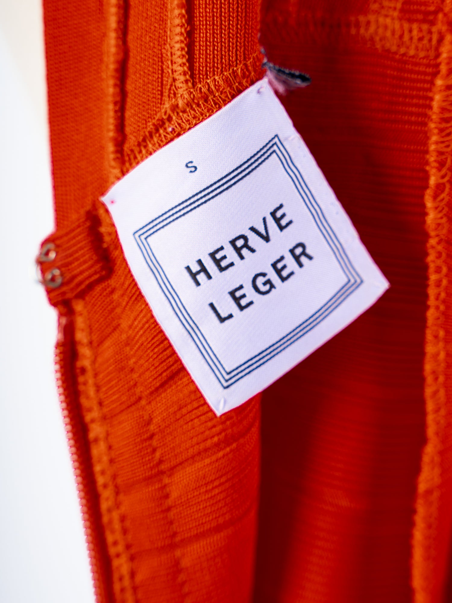 Excellent Herve Leger Red Bodycon Dress Size S Thin Strap V-Neck