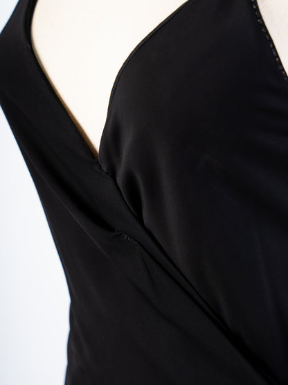 Excellent Gucci Black Sleeveless Dress Size M Viscose Wrap Style