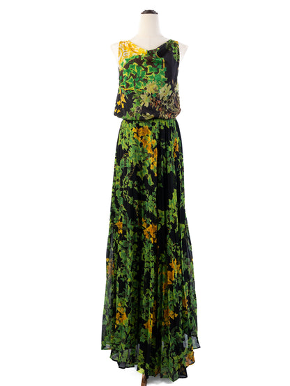 Excellent Class Roberto Cavalli Nature-Inspired Silk Dress Size M