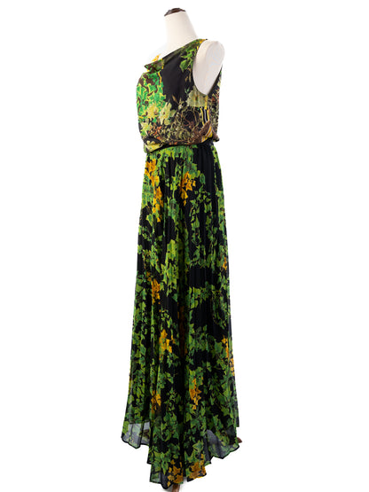 Excellent Class Roberto Cavalli Nature-Inspired Silk Dress Size M