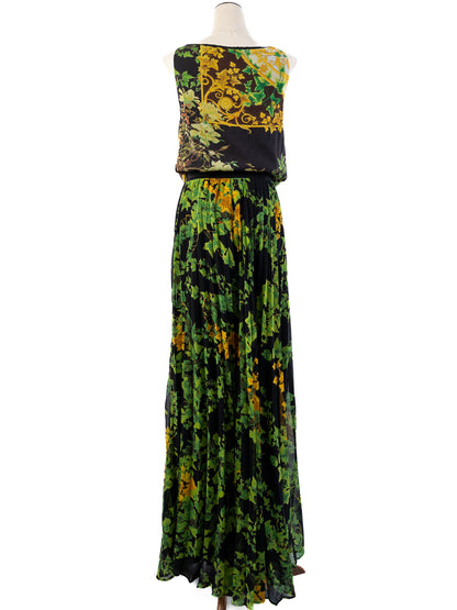 Excellent Class Roberto Cavalli Nature-Inspired Silk Dress Size M